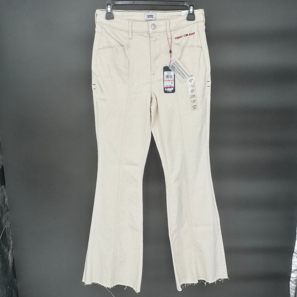 Tommy Jeans Women's Hamilton WHT Flare Jeans Size 6/28 Cropped Raw Hem High Rise